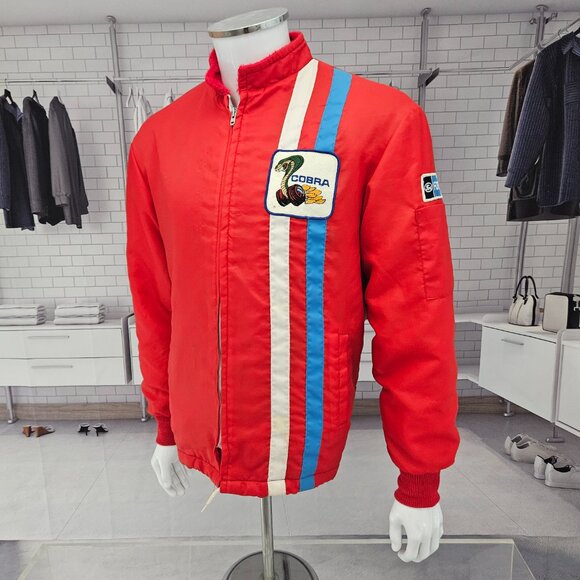 Ford Cobra Jacket Racing Mechanic Windbreaker COAT Red Size Medium - Picture 7 of 13